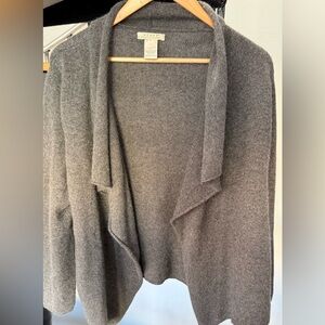 Kenar 100% Gray Open Front Women's Cashmere Cardigan Size Large